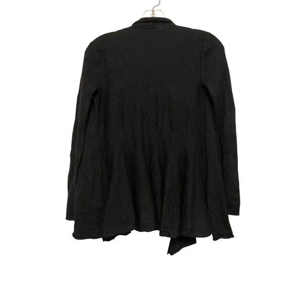 Eileen Fisher 100% Merino Wool Open Cardigan Sweater Size Small Black Boho Light - Picture 2 of 7